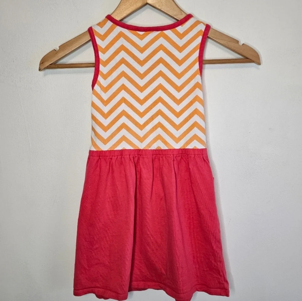 ​Gymboree Girls Size 6 Coral Orange Chevron Summer Dress with Pockets